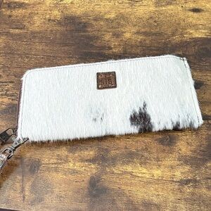 White and Black Cowhide Wallet